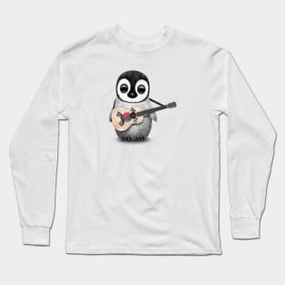 Baby Penguin Playing South Korean Flag Guitar Long Sleeve T-Shirt